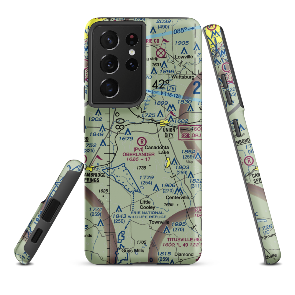 Oberlander Airport (PA52) VFR Sectional Samsung Phone Case Samsung Galaxy S21 Plus model shown