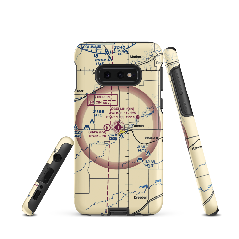 Oberlin Municipal Airport (OIN) VFR Sectional Samsung Phone Case Samsung Galaxy S10 Plus model shown