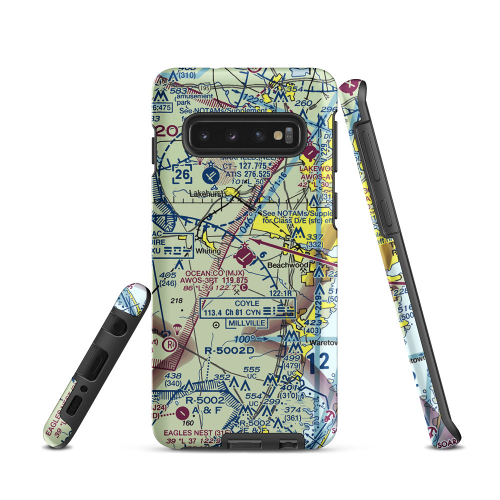 Ocean County Airport (MJX) VFR Sectional Samsung Phone Case Samsung Galaxy S10 model shown
