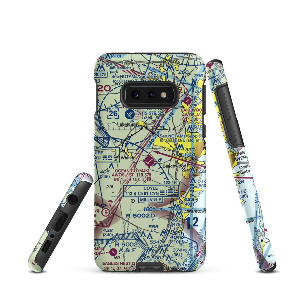 Ocean County Airport (MJX) VFR Sectional Samsung Phone Case Samsung Galaxy S10 Plus model shown