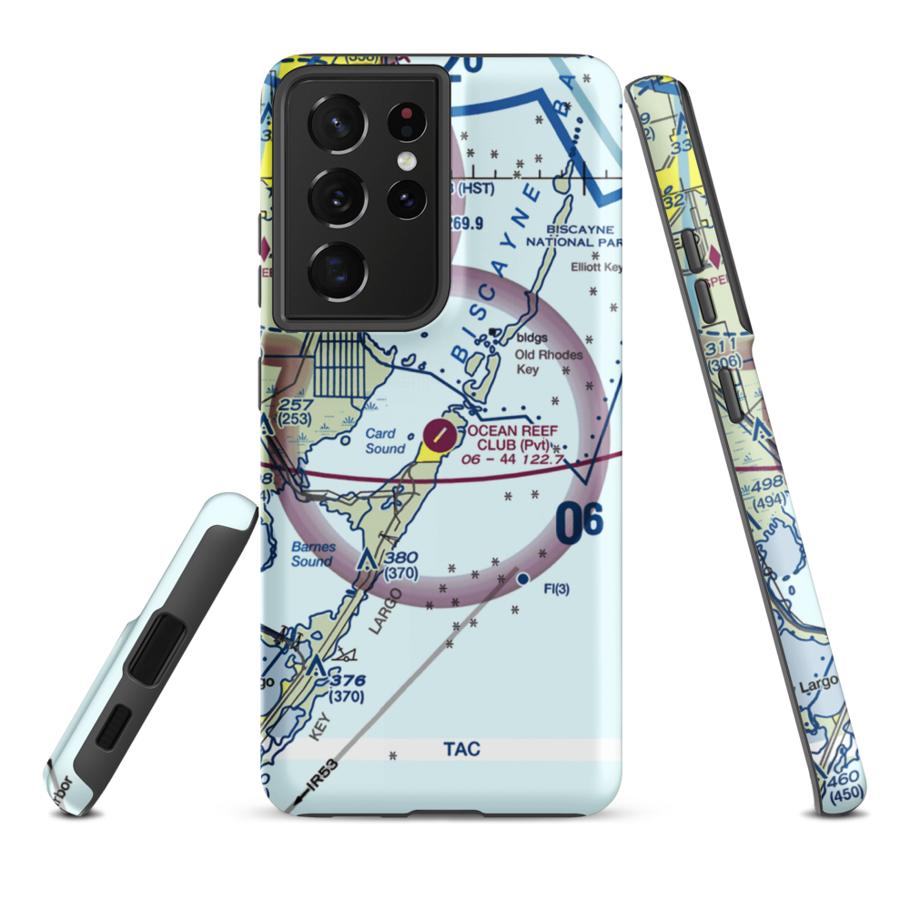 Ocean Reef Club Airport (OCA) VFR Sectional Samsung Phone Case Samsung Galaxy S21 Plus model shown