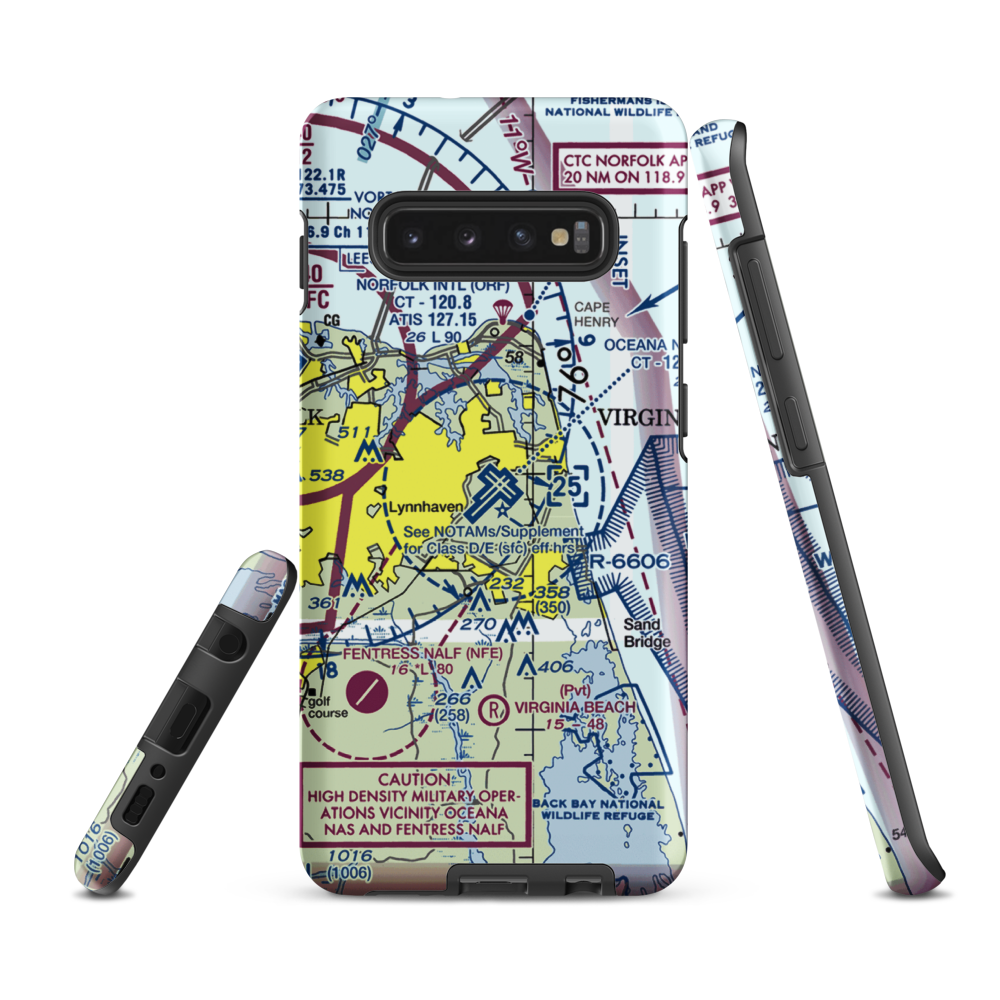 Oceana Naval Air Station (NTU) VFR Sectional Samsung Phone Case Samsung Galaxy S10 Plus model shown