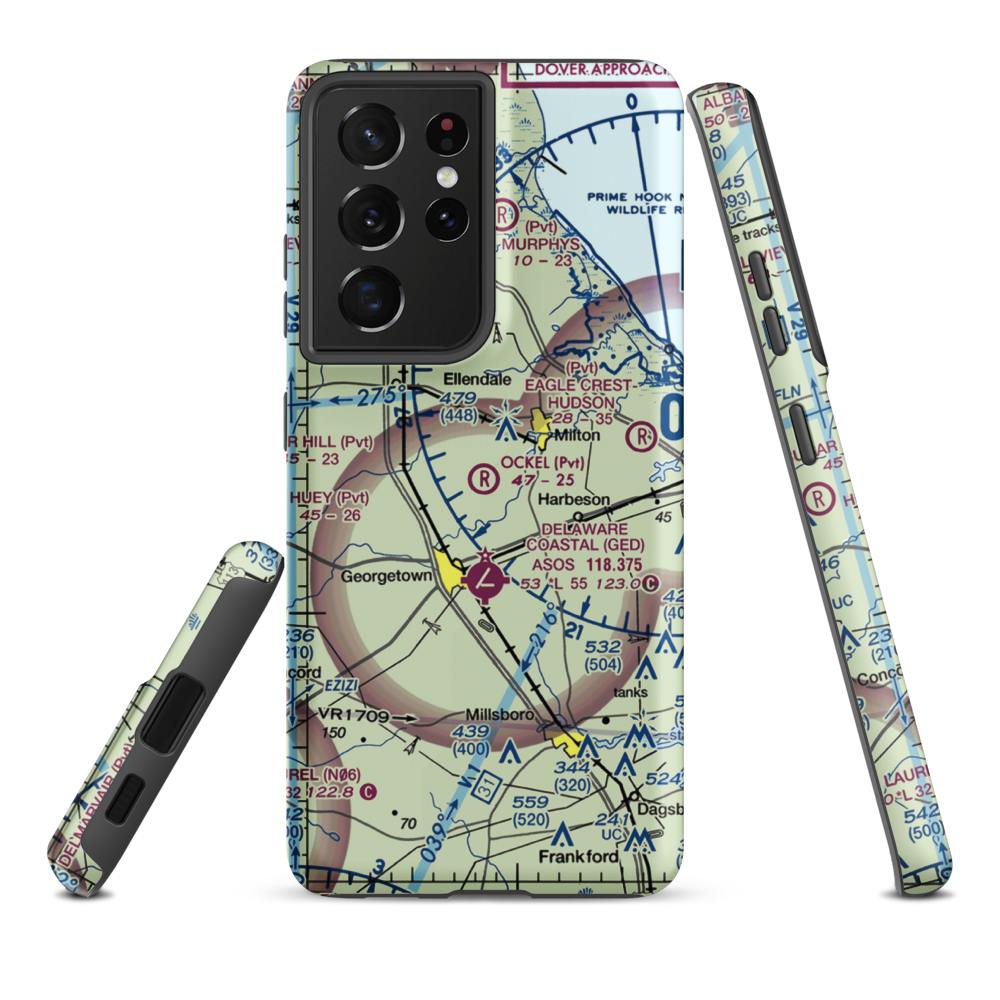 Ockel Farms Airport (DE23) VFR Sectional Samsung Phone Case Samsung Galaxy S21 Plus model shown