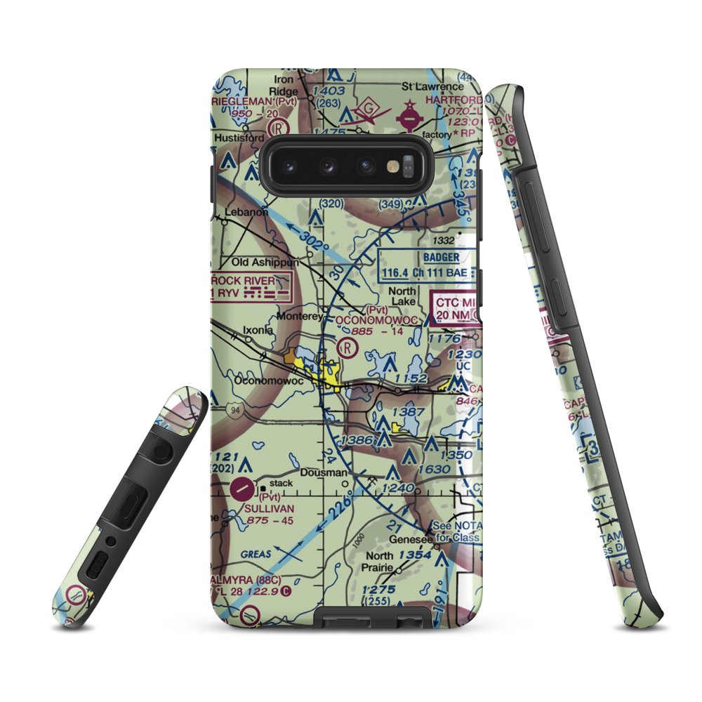 Oconomowoc Airport (0WI8) VFR Sectional Samsung Phone Case Samsung Galaxy S10 Plus model shown