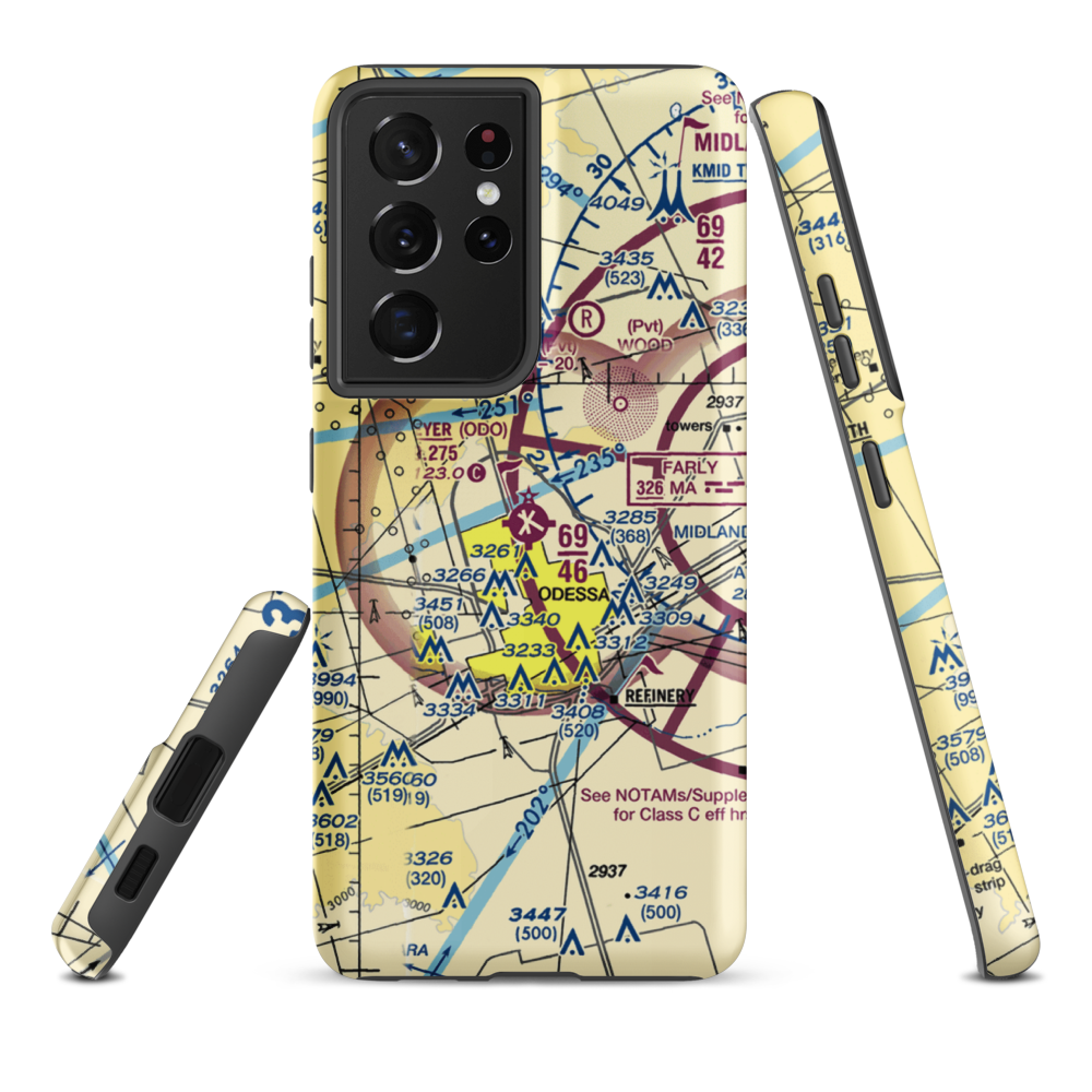 Odessa Schlemeyer Field (ODO) VFR Sectional Samsung Phone Case Samsung Galaxy S21 Ultra model shown