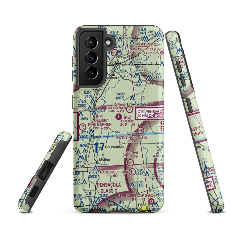 Odom's Flying Service Airport (50FL) VFR Sectional Samsung Phone Case Samsung Galaxy S21 FE model shown