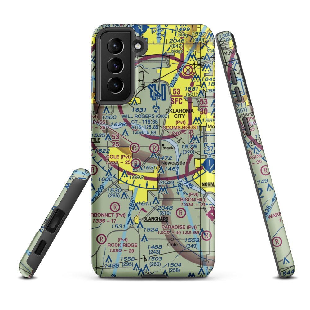 Odom's Roost Airport (76OK) VFR Sectional Samsung Phone Case Samsung Galaxy S21 Plus model shown