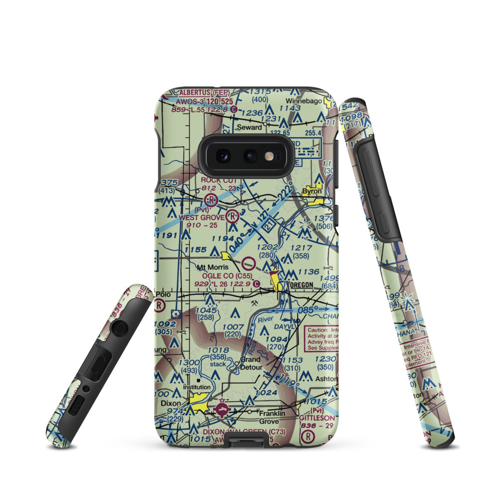 Ogle County Airport (C55) VFR Sectional Samsung Phone Case Samsung Galaxy S10 Plus model shown