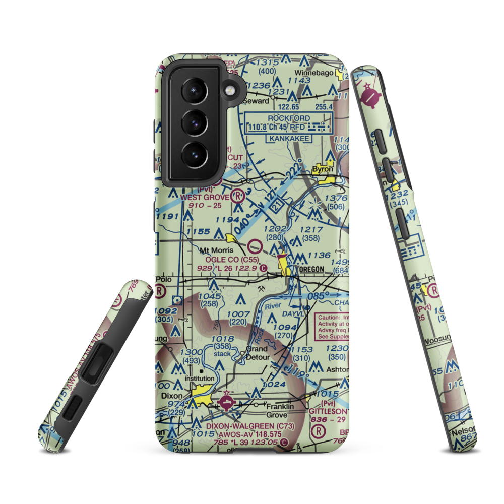 Ogle County Airport (C55) VFR Sectional Samsung Phone Case Samsung Galaxy S21 Ultra model shown