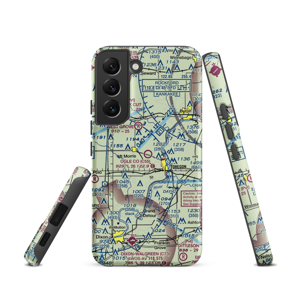 Ogle County Airport (C55) VFR Sectional Samsung Phone Case Samsung Galaxy S22 model shown