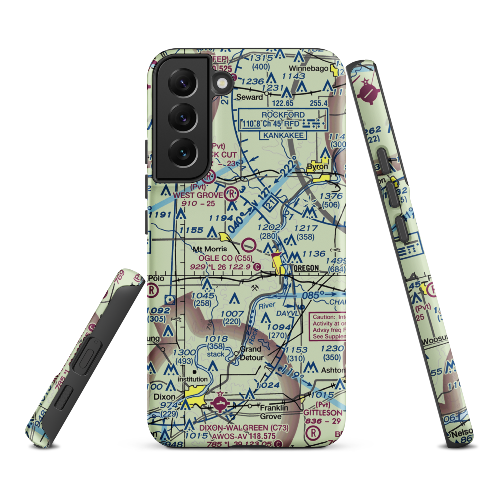 Ogle County Airport (C55) VFR Sectional Samsung Phone Case Samsung Galaxy S22 Plus model shown