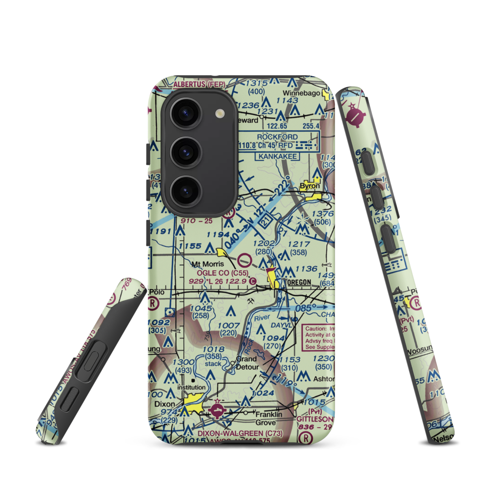 Ogle County Airport (C55) VFR Sectional Samsung Phone Case Samsung Galaxy S23 model shown