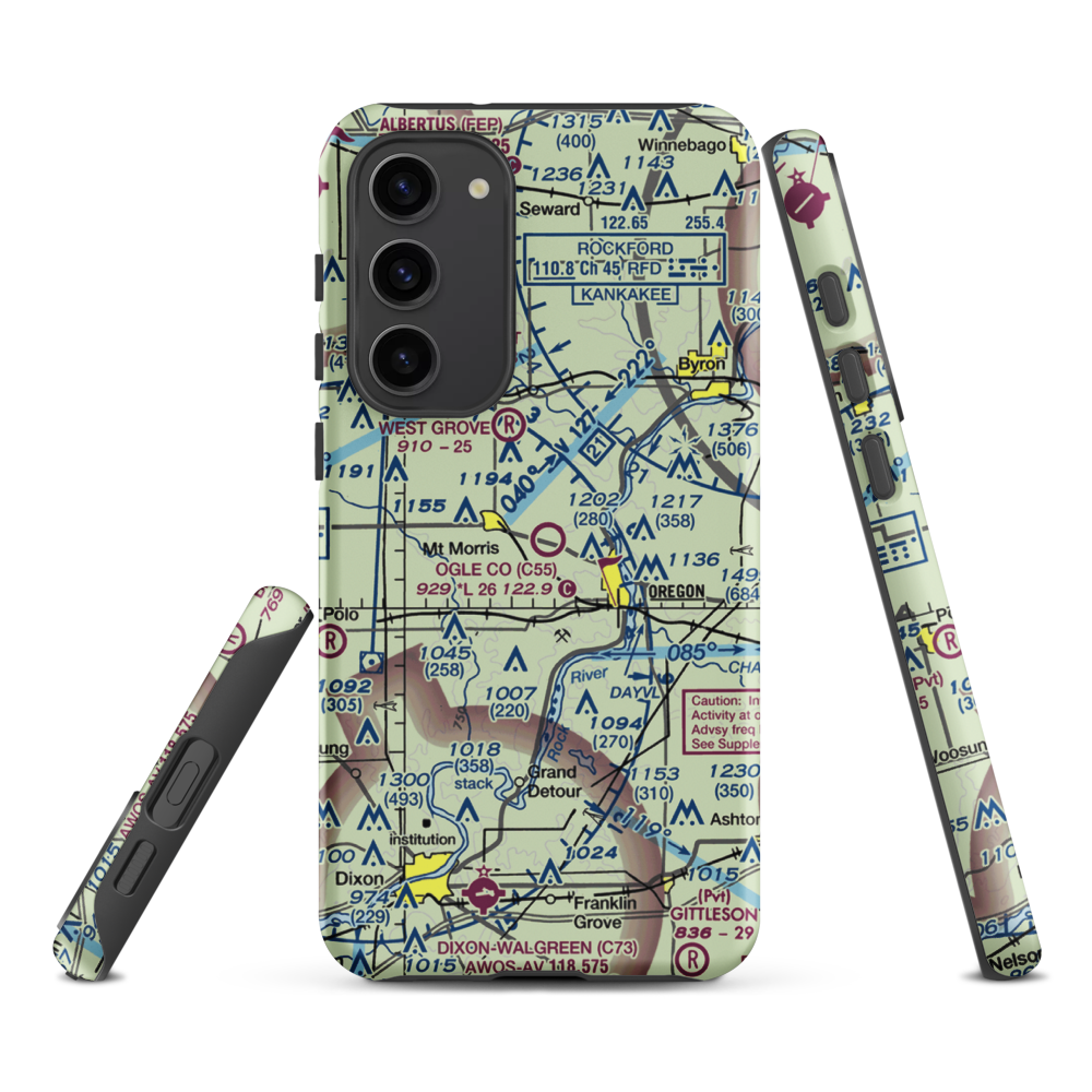 Ogle County Airport (C55) VFR Sectional Samsung Phone Case Samsung Galaxy S23 Plus model shown