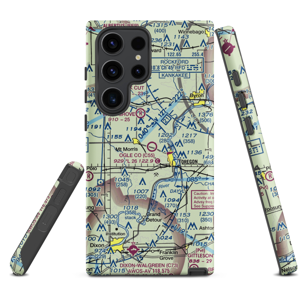 Ogle County Airport (C55) VFR Sectional Samsung Phone Case Samsung Galaxy S23 Ultra model shown