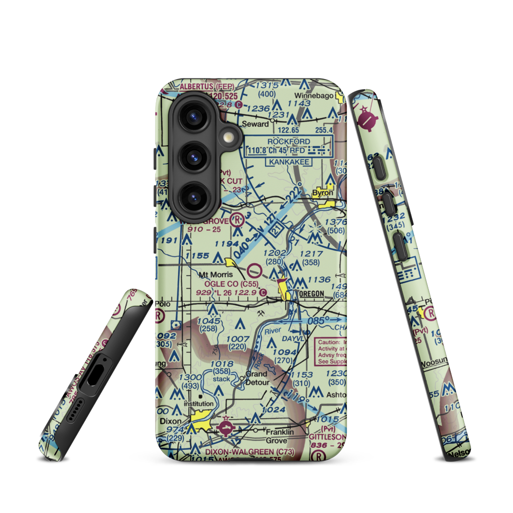 Ogle County Airport (C55) VFR Sectional Samsung Phone Case Samsung Galaxy S24 model shown