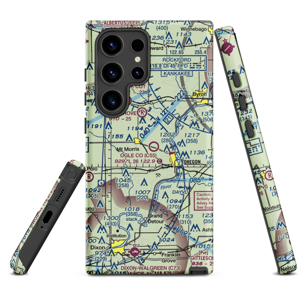 Ogle County Airport (C55) VFR Sectional Samsung Phone Case Samsung Galaxy S24 Ultra model shown