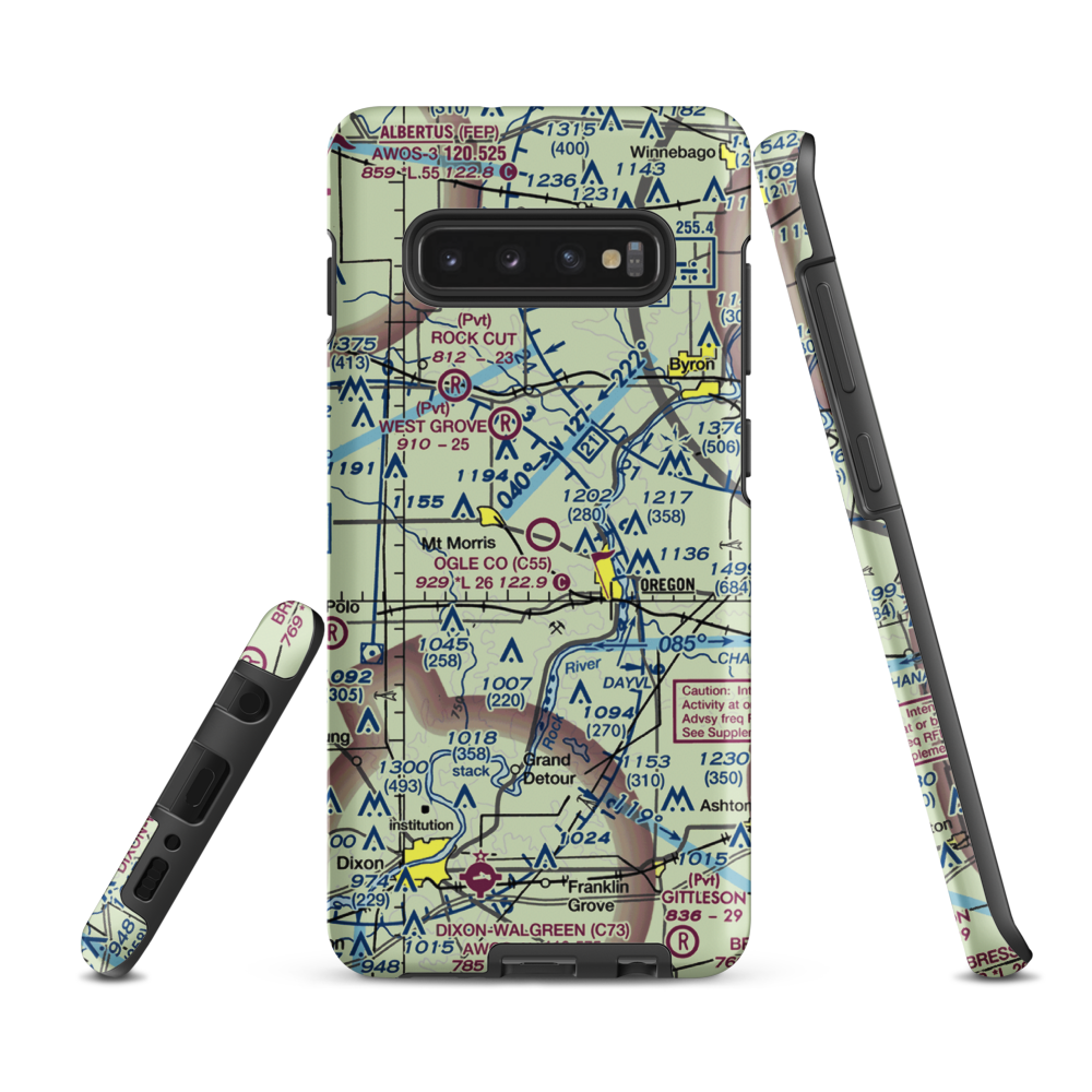 Ogle County Airport (C55) VFR Sectional Samsung Phone Case Samsung Galaxy S10e model shown