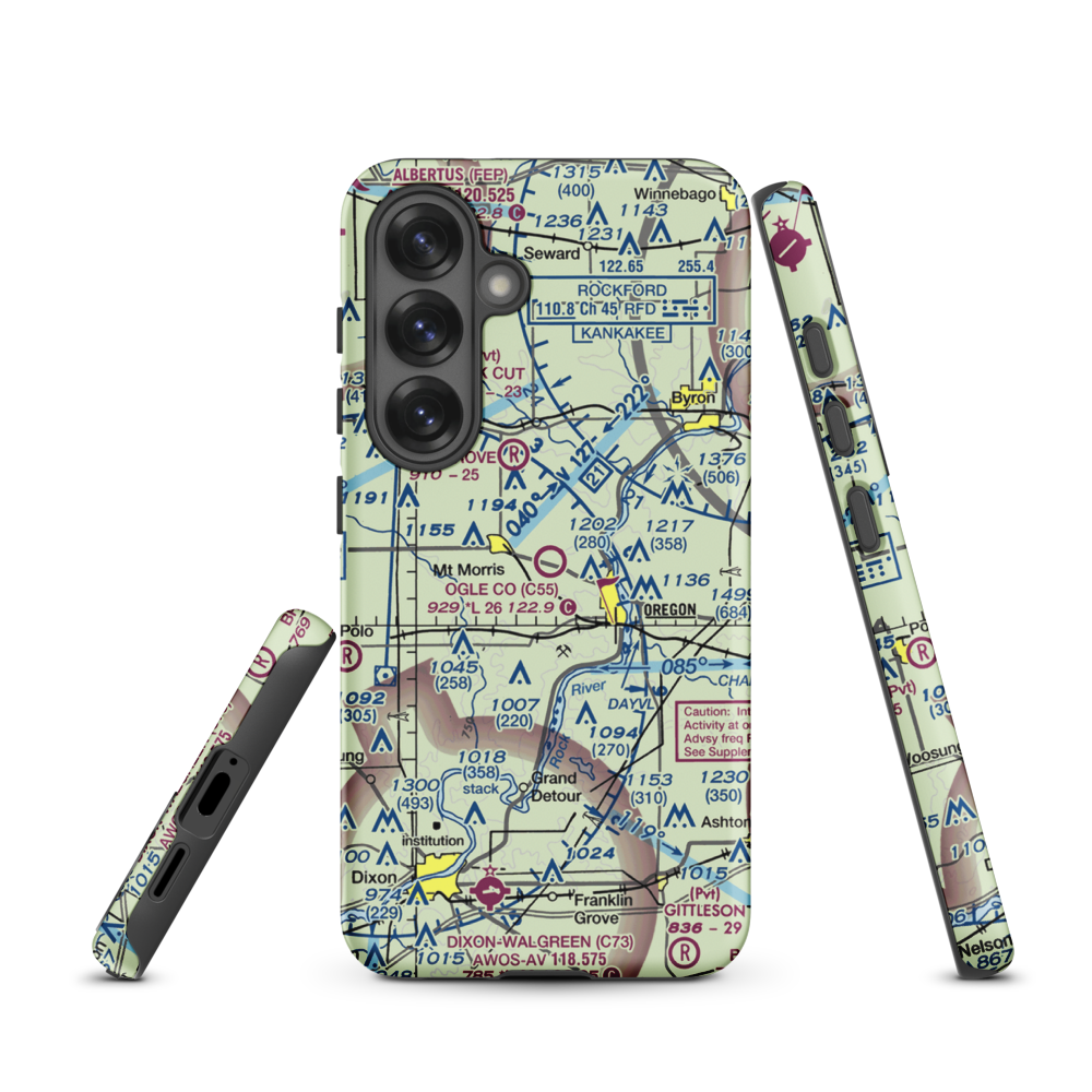 Ogle County Airport (C55) VFR Sectional Samsung Phone Case Samsung Galaxy S25 model shown