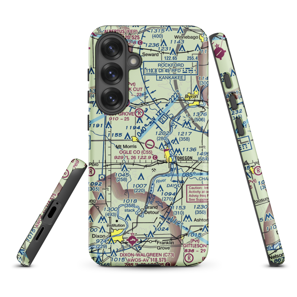 Ogle County Airport (C55) VFR Sectional Samsung Phone Case Samsung Galaxy S25 Plus model shown