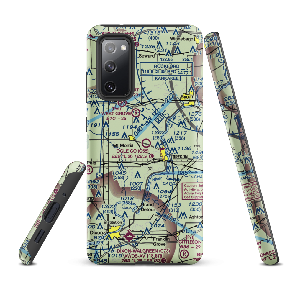 Ogle County Airport (C55) VFR Sectional Samsung Phone Case Samsung Galaxy S20 FE model shown