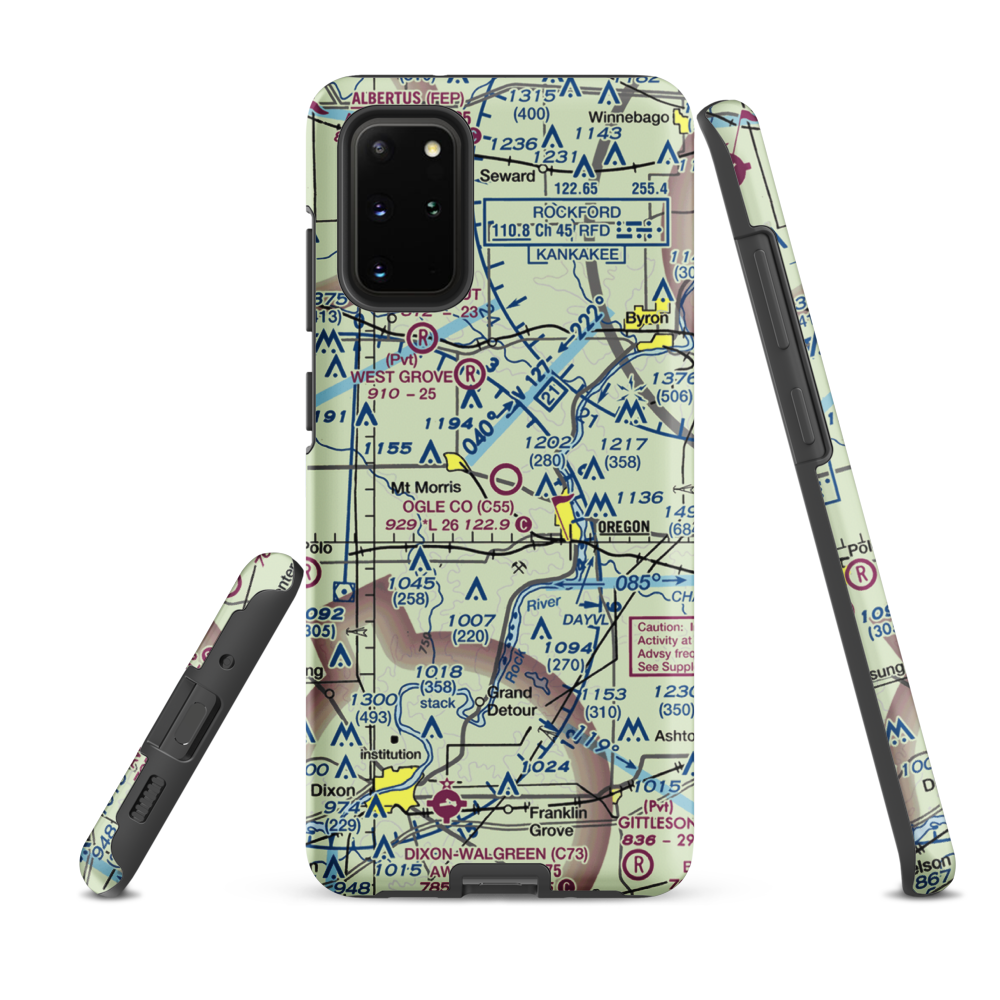 Ogle County Airport (C55) VFR Sectional Samsung Phone Case Samsung Galaxy S20 Plus model shown