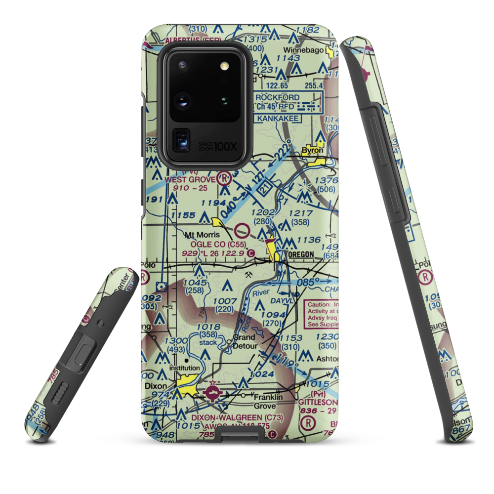 Ogle County Airport (C55) VFR Sectional Samsung Phone Case Samsung Galaxy S20 Ultra model shown