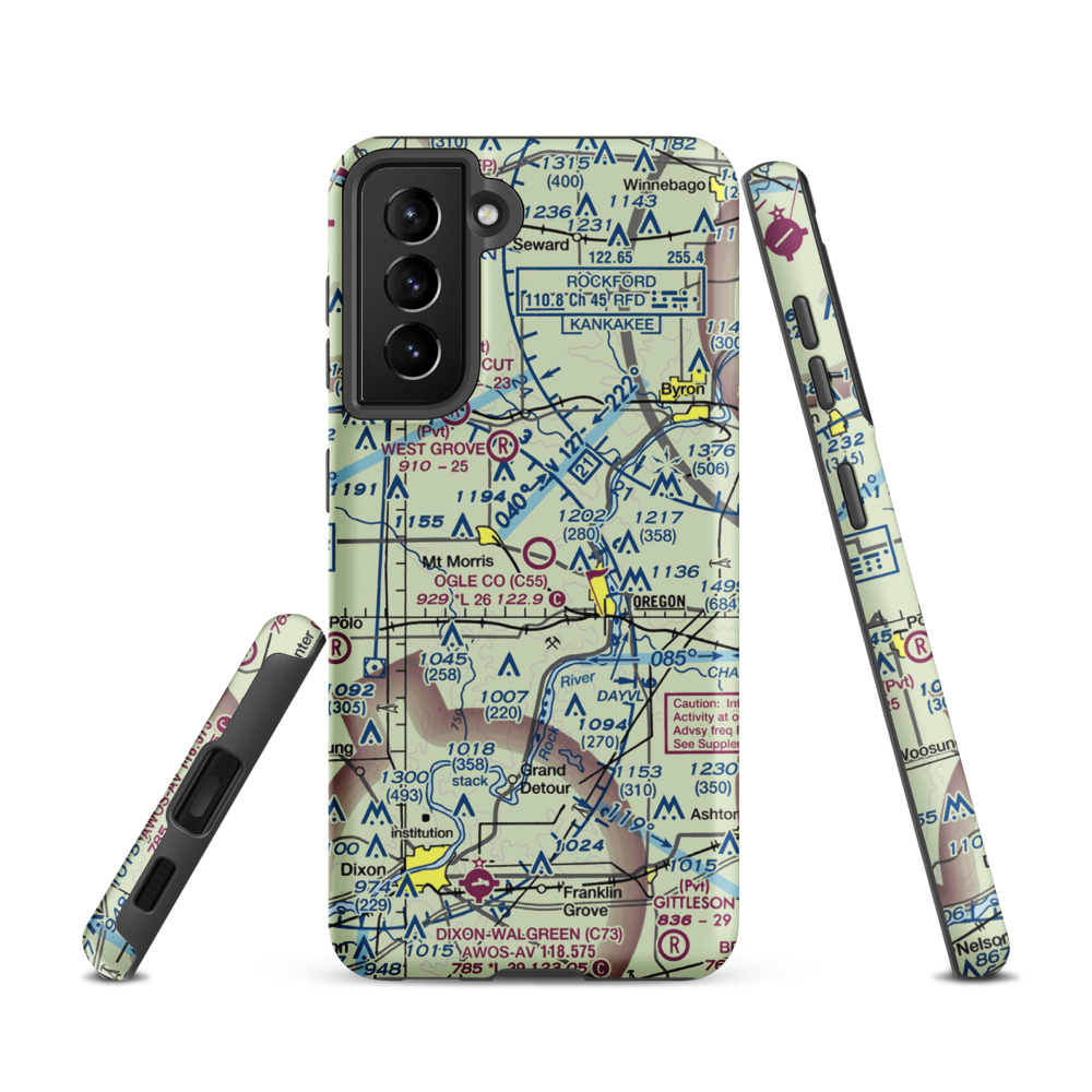 Ogle County Airport (C55) VFR Sectional Samsung Phone Case Samsung Galaxy S21 model shown