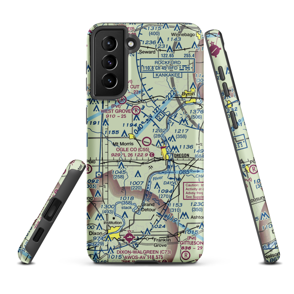 Ogle County Airport (C55) VFR Sectional Samsung Phone Case Samsung Galaxy S21 FE model shown