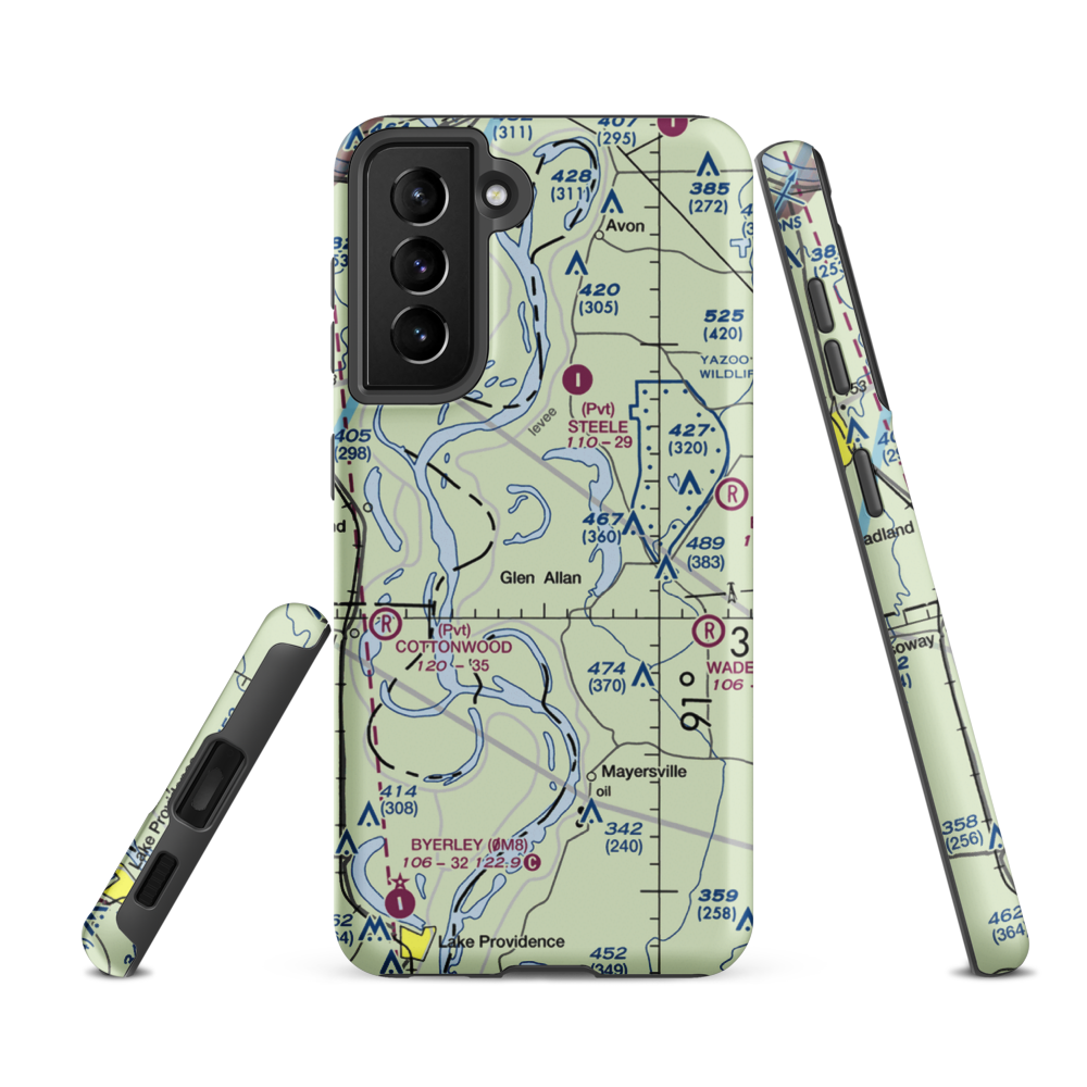 Oglesby Farms Inc. Airport (MS86) VFR Sectional Samsung Phone Case Samsung Galaxy S21 FE model shown