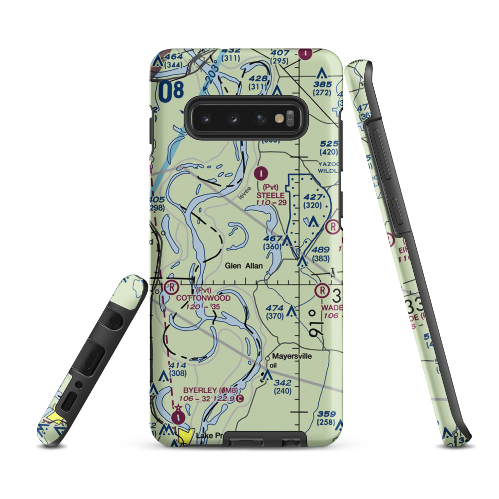 Oglesby Farms Inc. Airport (MS86) VFR Sectional Samsung Phone Case Samsung Galaxy S10 Plus model shown