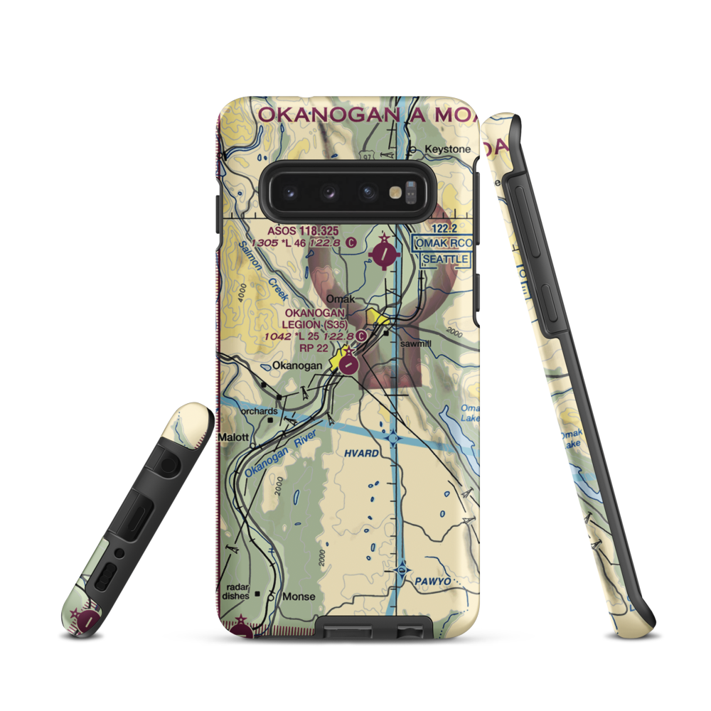 Okanogan Legion Airport (S35) VFR Sectional Samsung Phone Case Samsung Galaxy S10 model shown
