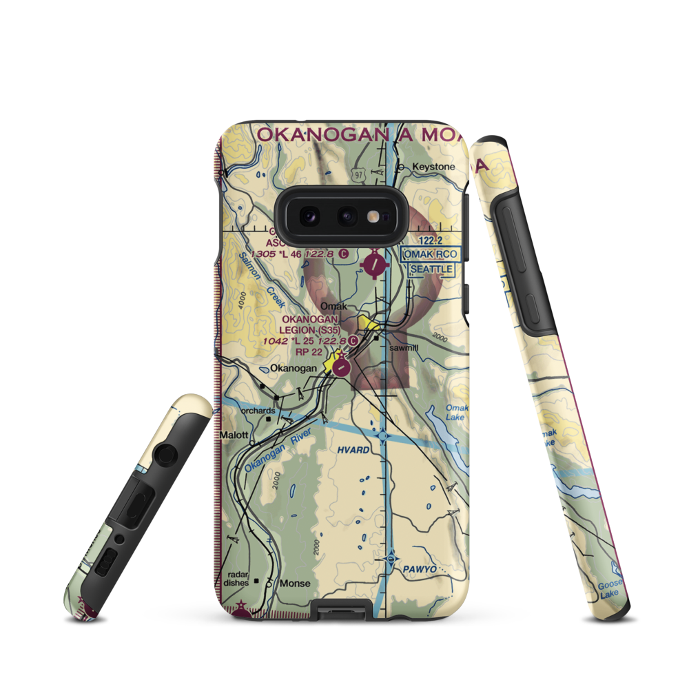 Okanogan Legion Airport (S35) VFR Sectional Samsung Phone Case Samsung Galaxy S10e model shown