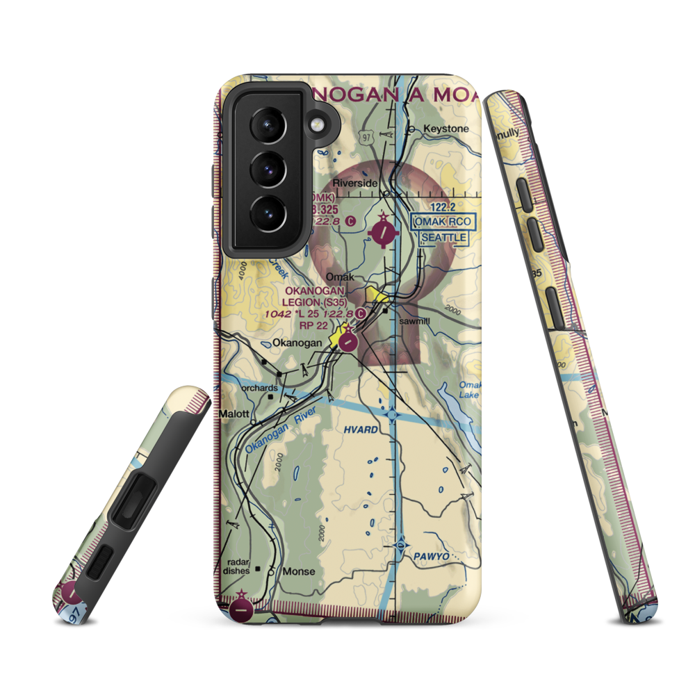 Okanogan Legion Airport (S35) VFR Sectional Samsung Phone Case Samsung Galaxy S21 FE model shown