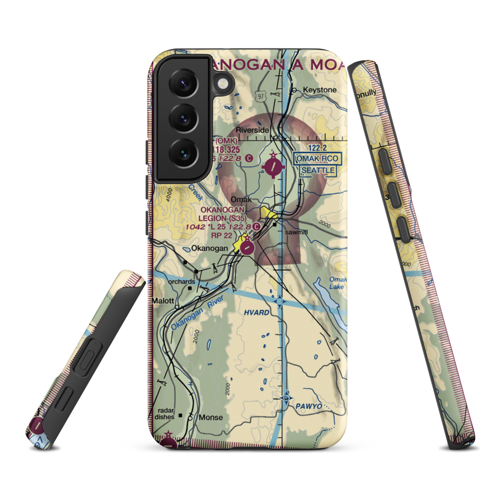 Okanogan Legion Airport (S35) VFR Sectional Samsung Phone Case Samsung Galaxy S22 Plus model shown