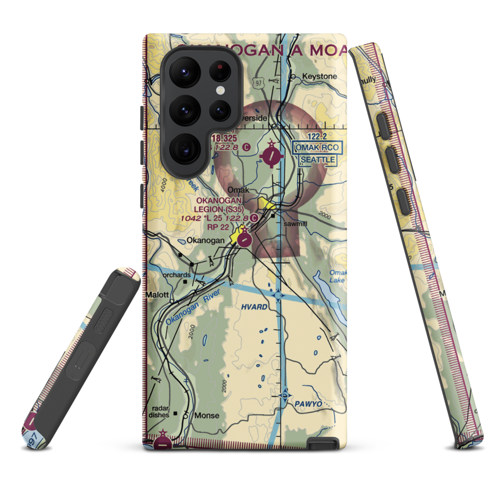 Okanogan Legion Airport (S35) VFR Sectional Samsung Phone Case Samsung Galaxy S22 Ultra model shown