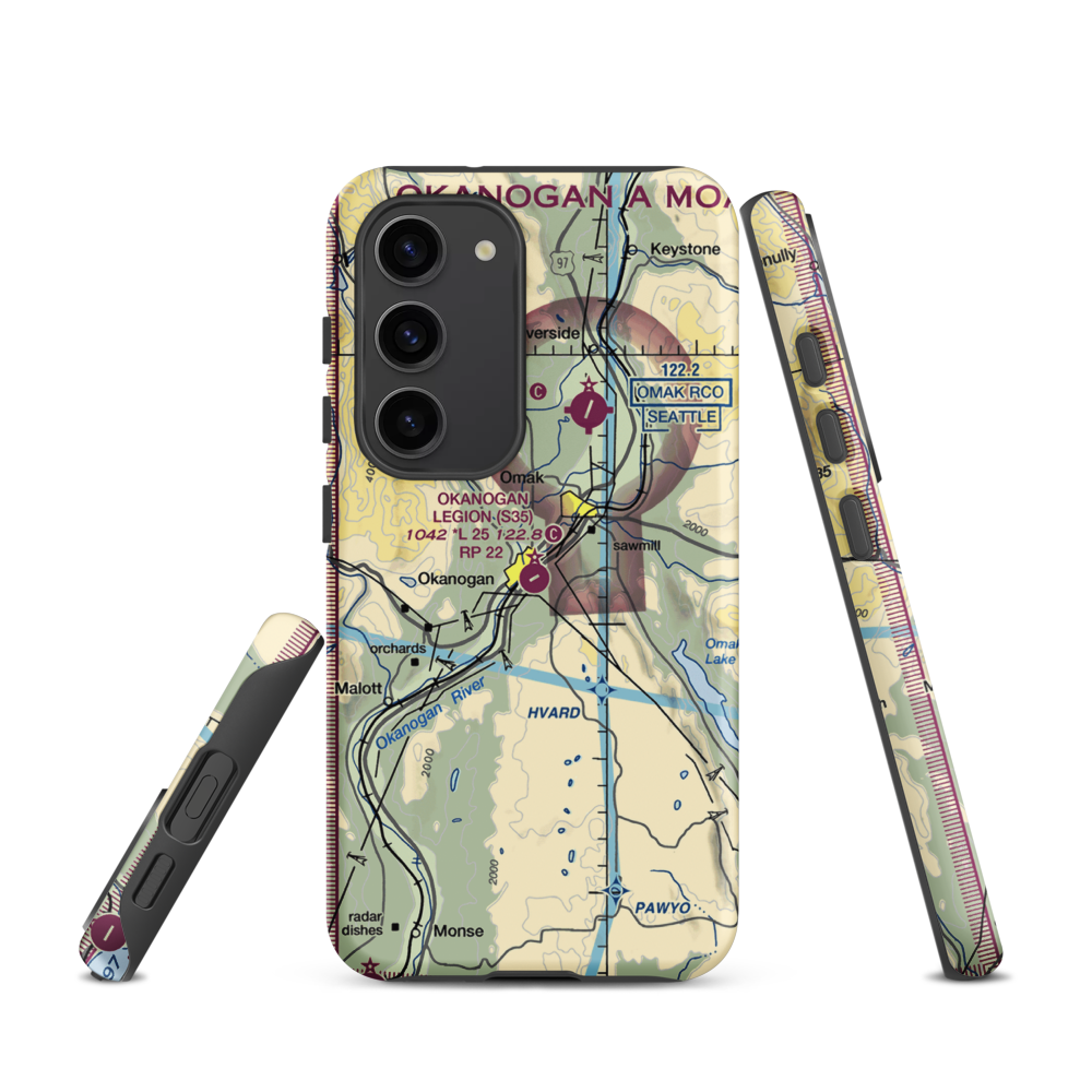 Okanogan Legion Airport (S35) VFR Sectional Samsung Phone Case Samsung Galaxy S23 model shown