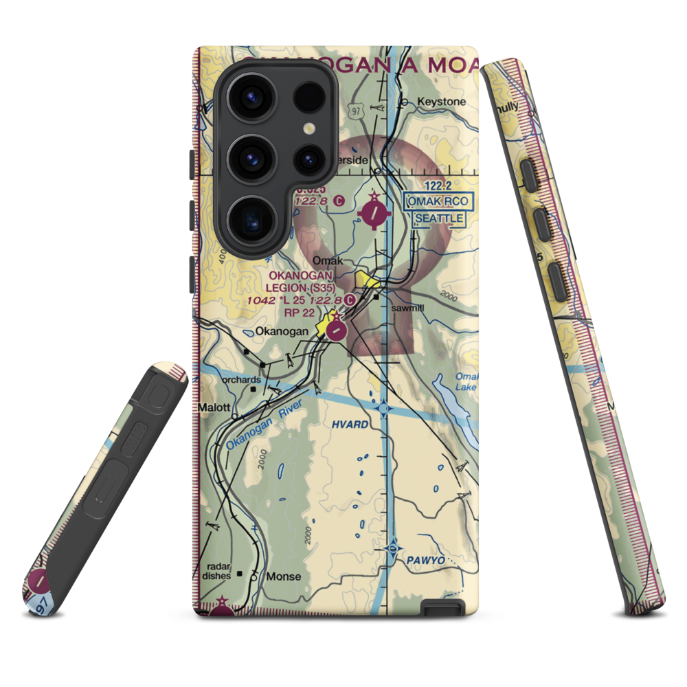 Okanogan Legion Airport (S35) VFR Sectional Samsung Phone Case Samsung Galaxy S23 Ultra model shown
