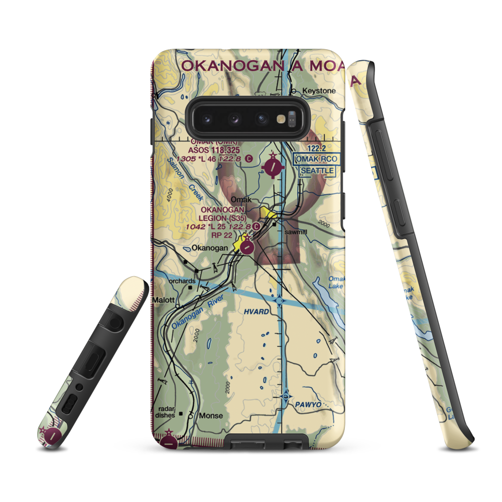 Okanogan Legion Airport (S35) VFR Sectional Samsung Phone Case Samsung Galaxy S10 Plus model shown