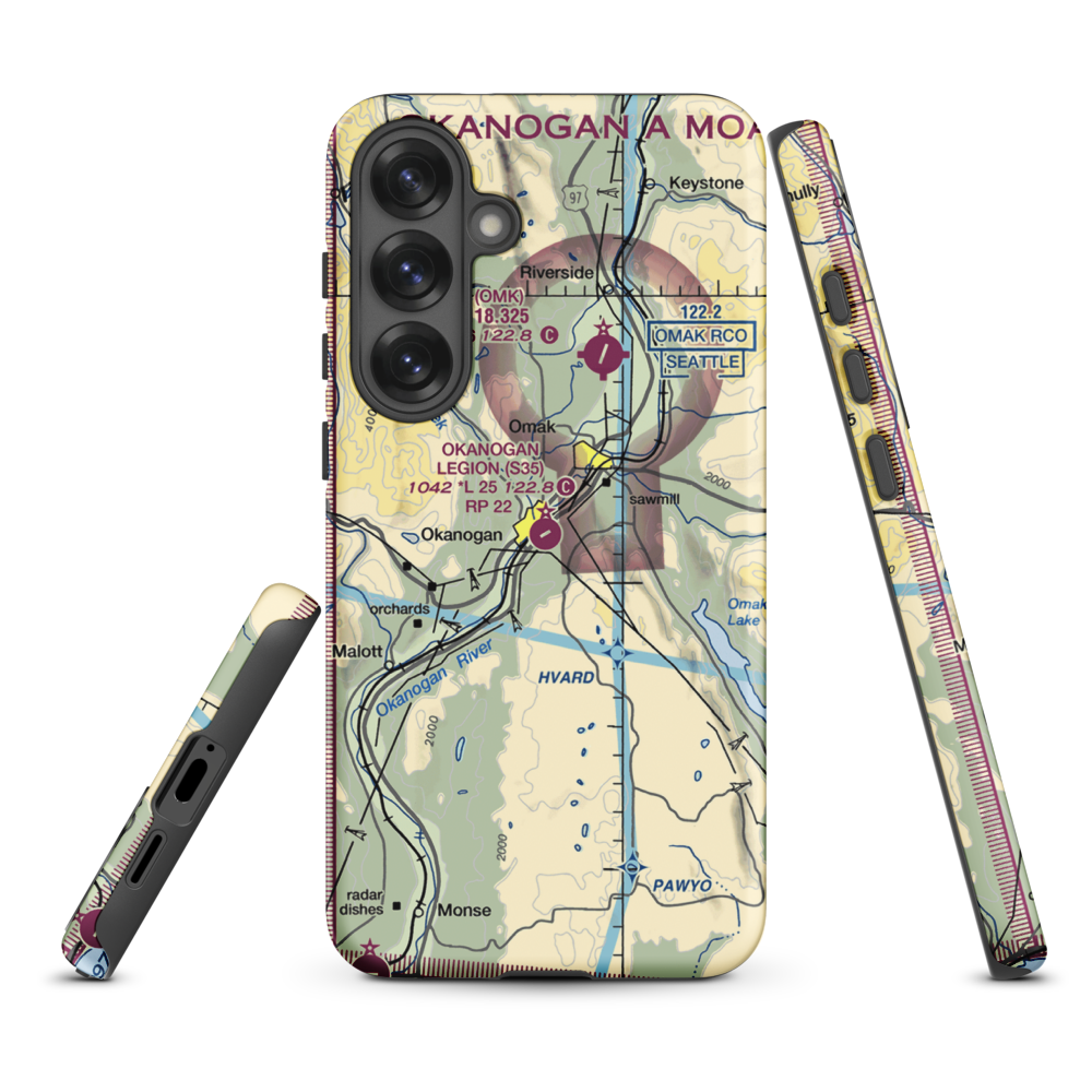 Okanogan Legion Airport (S35) VFR Sectional Samsung Phone Case Samsung Galaxy S25 Plus model shown