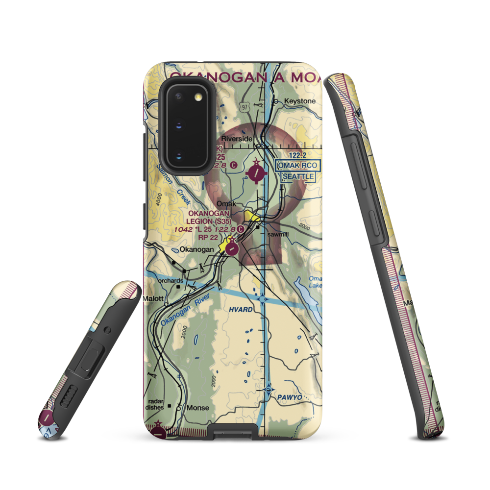 Okanogan Legion Airport (S35) VFR Sectional Samsung Phone Case Samsung Galaxy S20 model shown