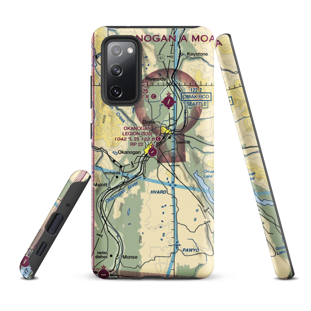 Okanogan Legion Airport (S35) VFR Sectional Samsung Phone Case Samsung Galaxy S20 FE model shown