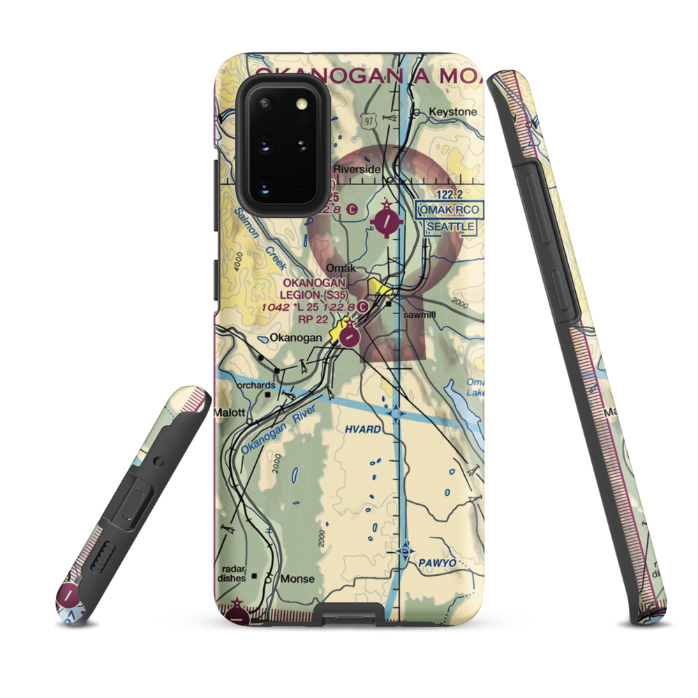 Okanogan Legion Airport (S35) VFR Sectional Samsung Phone Case Samsung Galaxy S20 Plus model shown