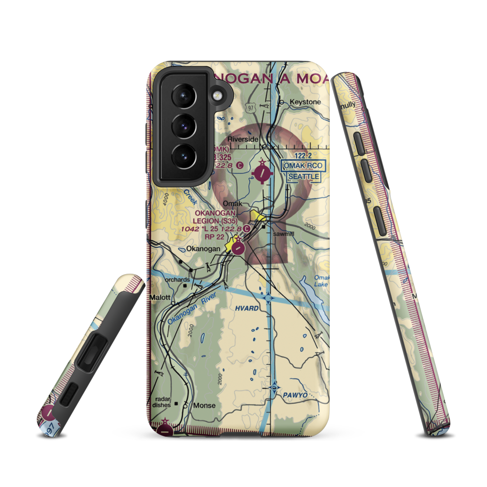 Okanogan Legion Airport (S35) VFR Sectional Samsung Phone Case Samsung Galaxy S21 model shown