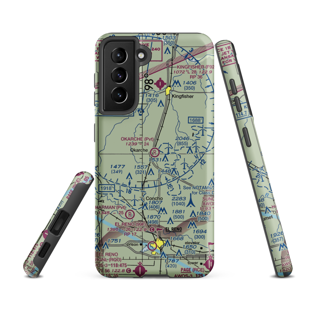 Okarche Airport (3OK1) VFR Sectional Samsung Phone Case Samsung Galaxy S21 FE model shown