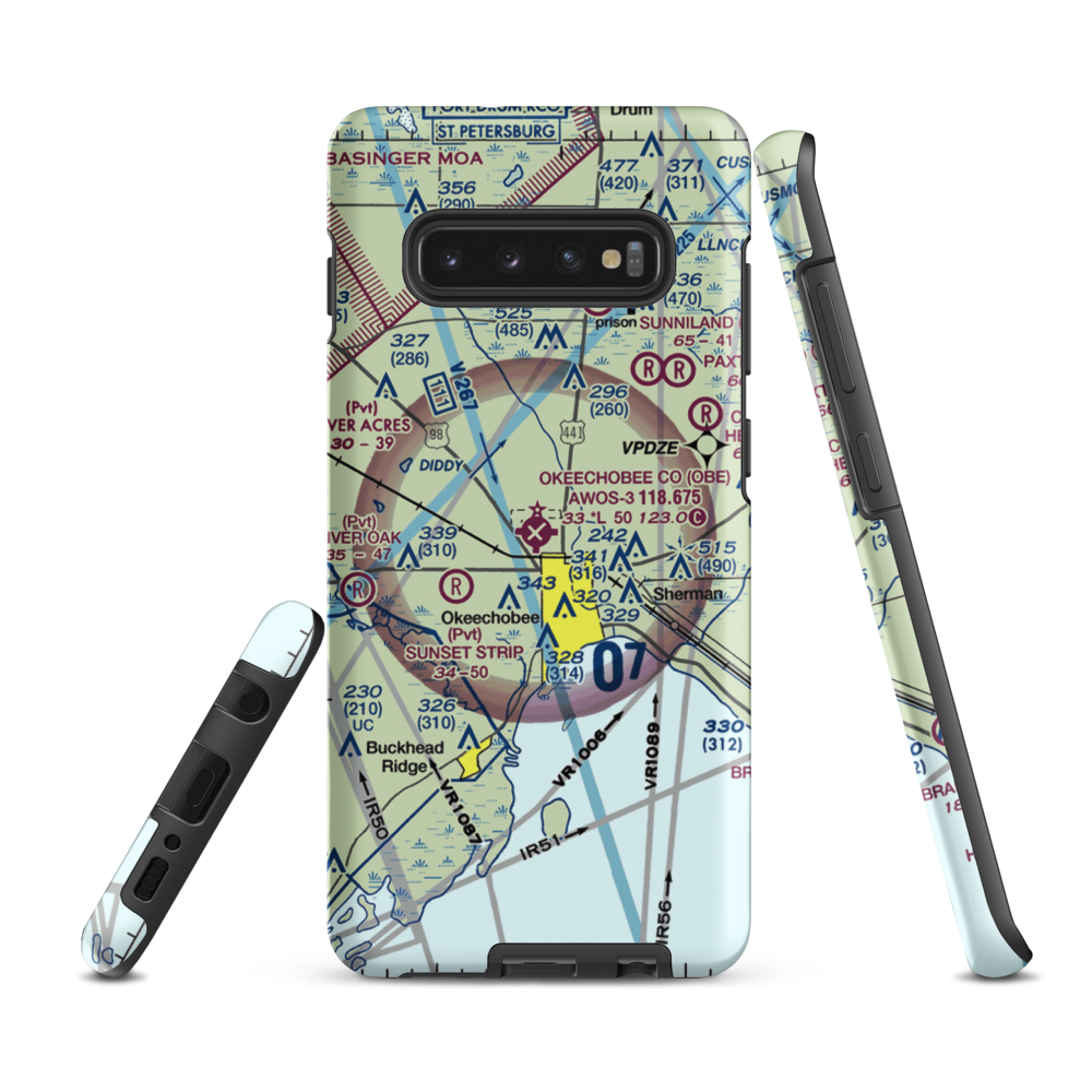 Okeechobee County Airport (OBE) VFR Sectional Samsung Phone Case Samsung Galaxy S10 Plus model shown