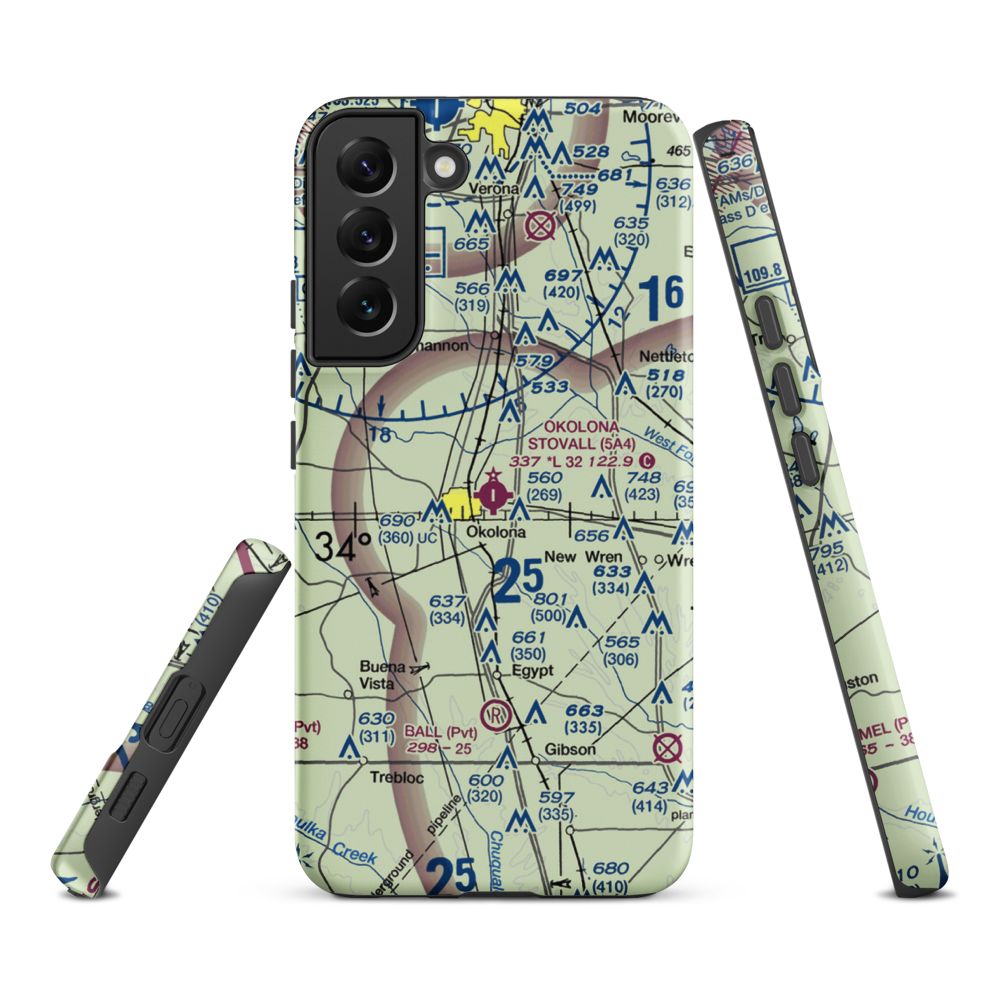 Okolona Municipal-Richard Stovall Field (5A4) VFR Sectional Samsung Phone Case Samsung Galaxy S22 Plus model shown
