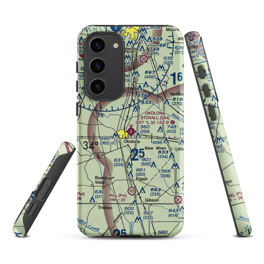 Okolona Municipal-Richard Stovall Field (5A4) VFR Sectional Samsung Phone Case Samsung Galaxy S23 Plus model shown