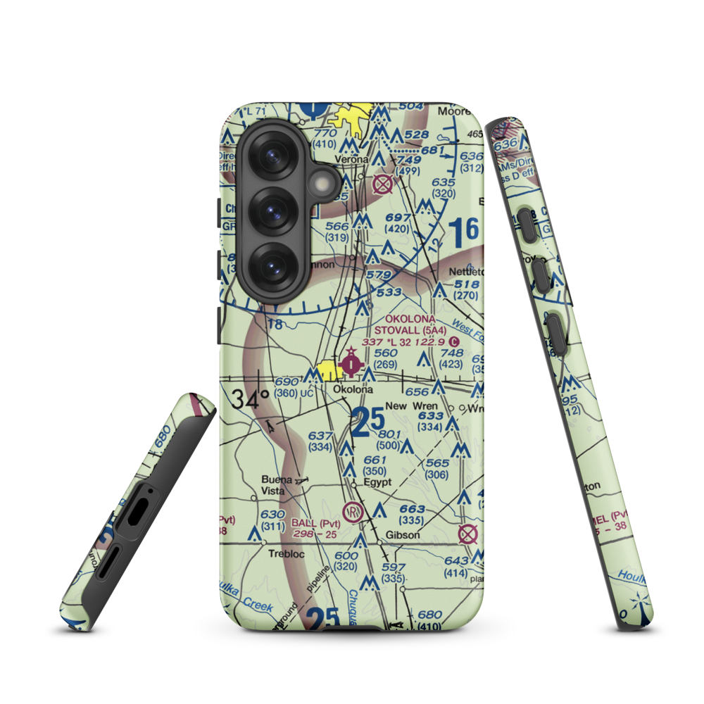 Okolona Municipal-Richard Stovall Field (5A4) VFR Sectional Samsung Phone Case Samsung Galaxy S25 model shown