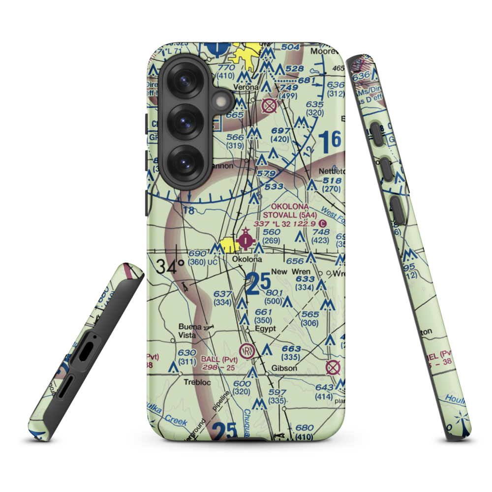 Okolona Municipal-Richard Stovall Field (5A4) VFR Sectional Samsung Phone Case Samsung Galaxy S25 Plus model shown