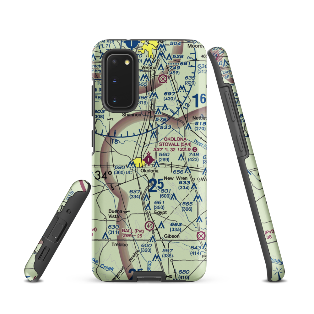 Okolona Municipal-Richard Stovall Field (5A4) VFR Sectional Samsung Phone Case Samsung Galaxy S20 model shown